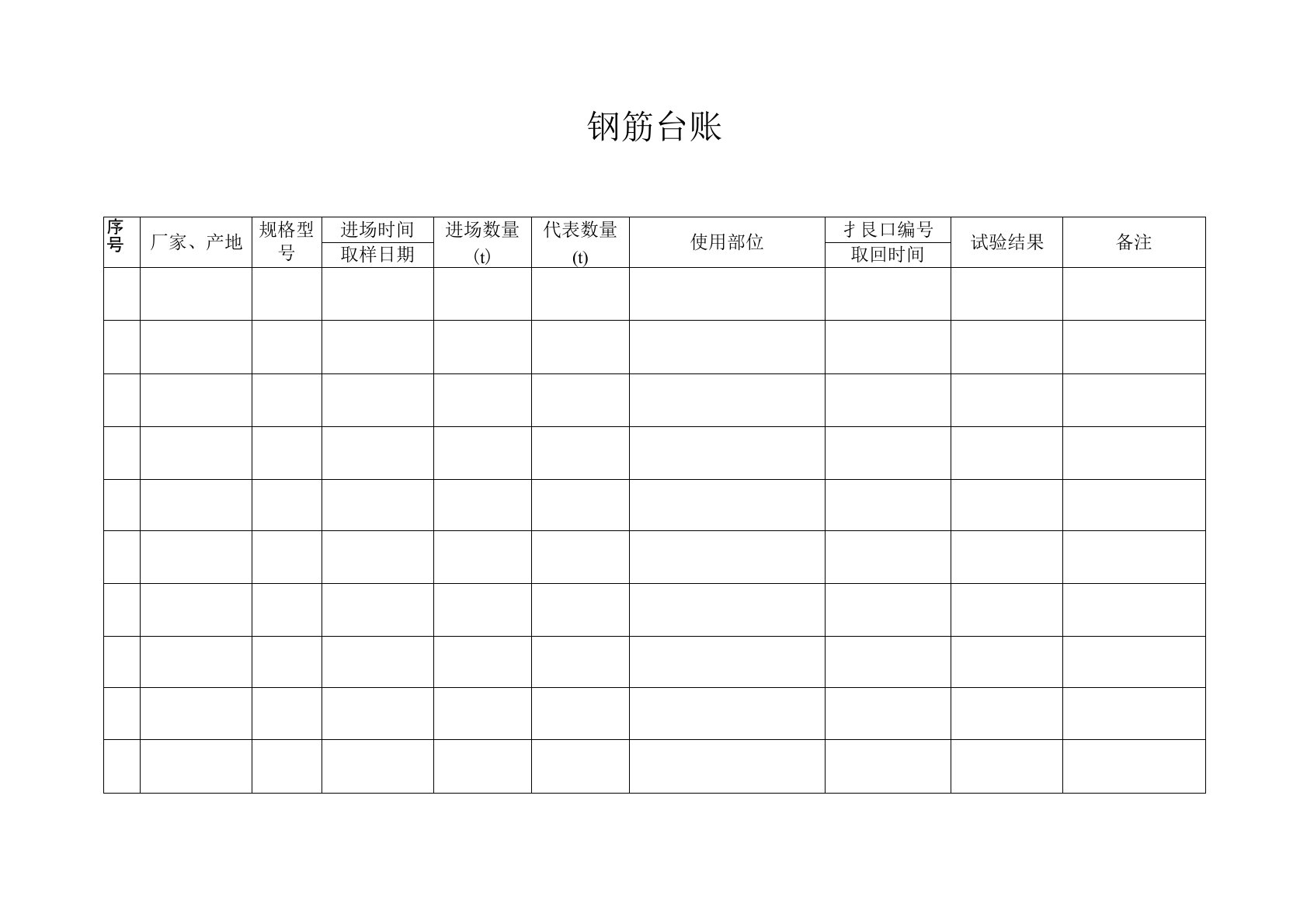 建筑工程台账样本