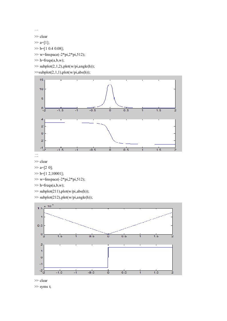 matlab的freqs函数画幅频、相频特性曲线