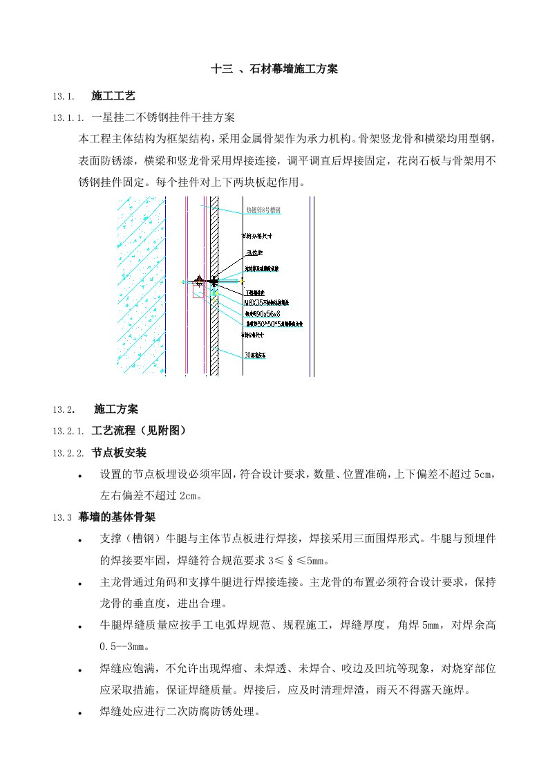 建筑资料-13石材幕墙施工方案