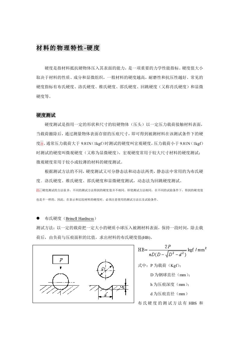 材料的物理特性-硬度