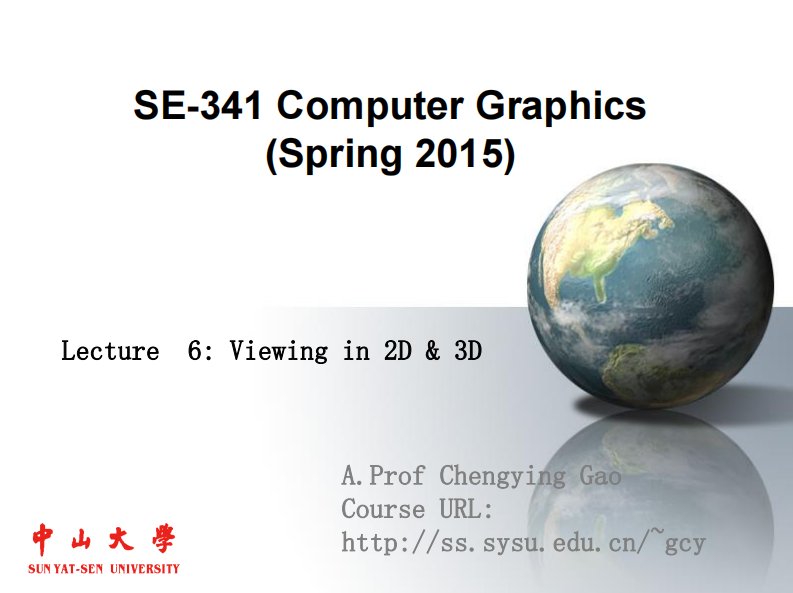 计算机图形学英文课件：lecture6(Viewing)