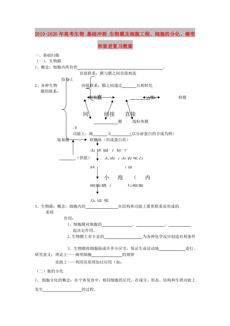 2019-2020年高考生物