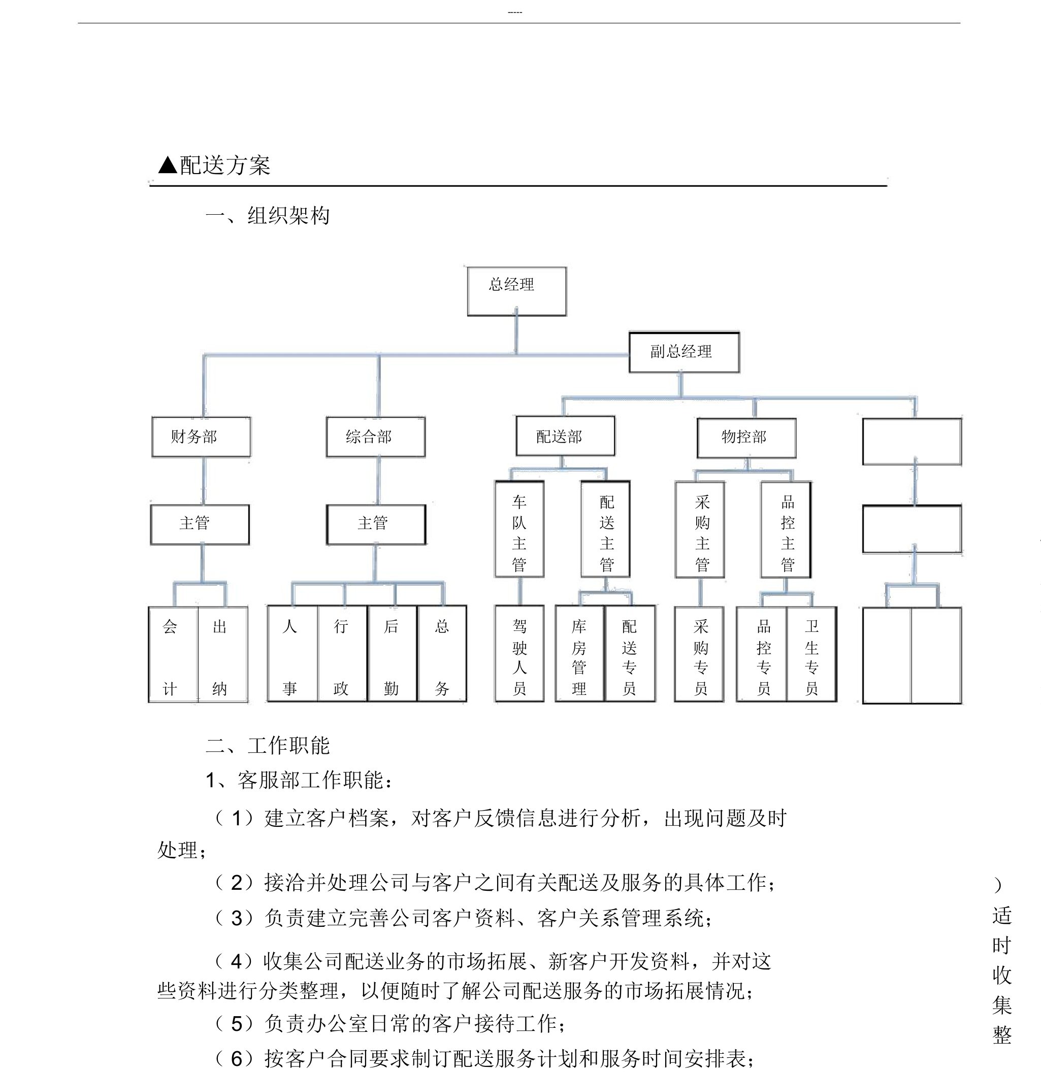 蔬菜、水果配送实施方案