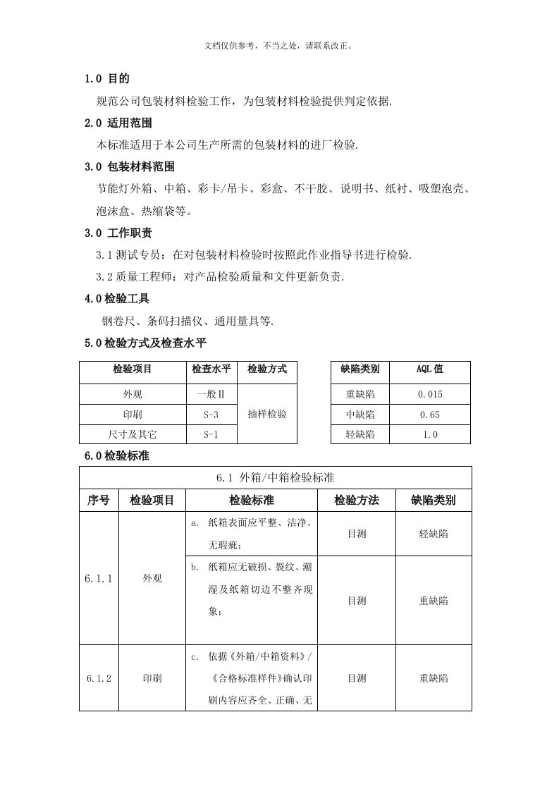 包装材料检验规范