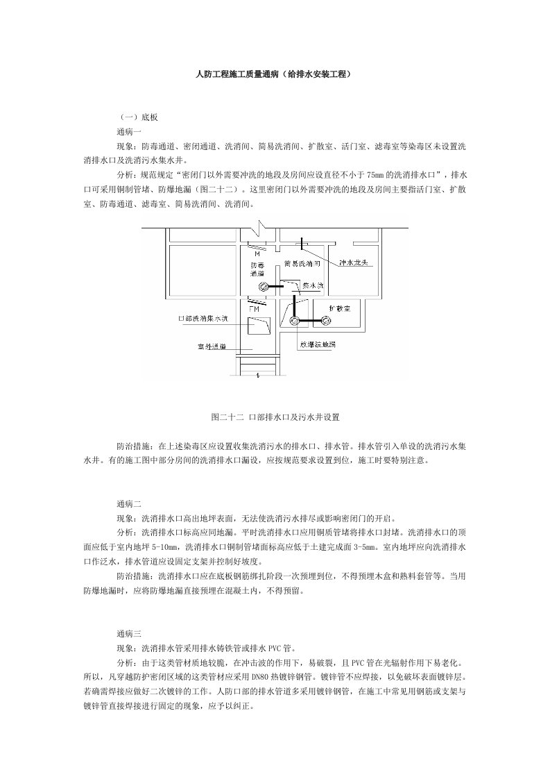 人防工程施工质量通病(给排水)