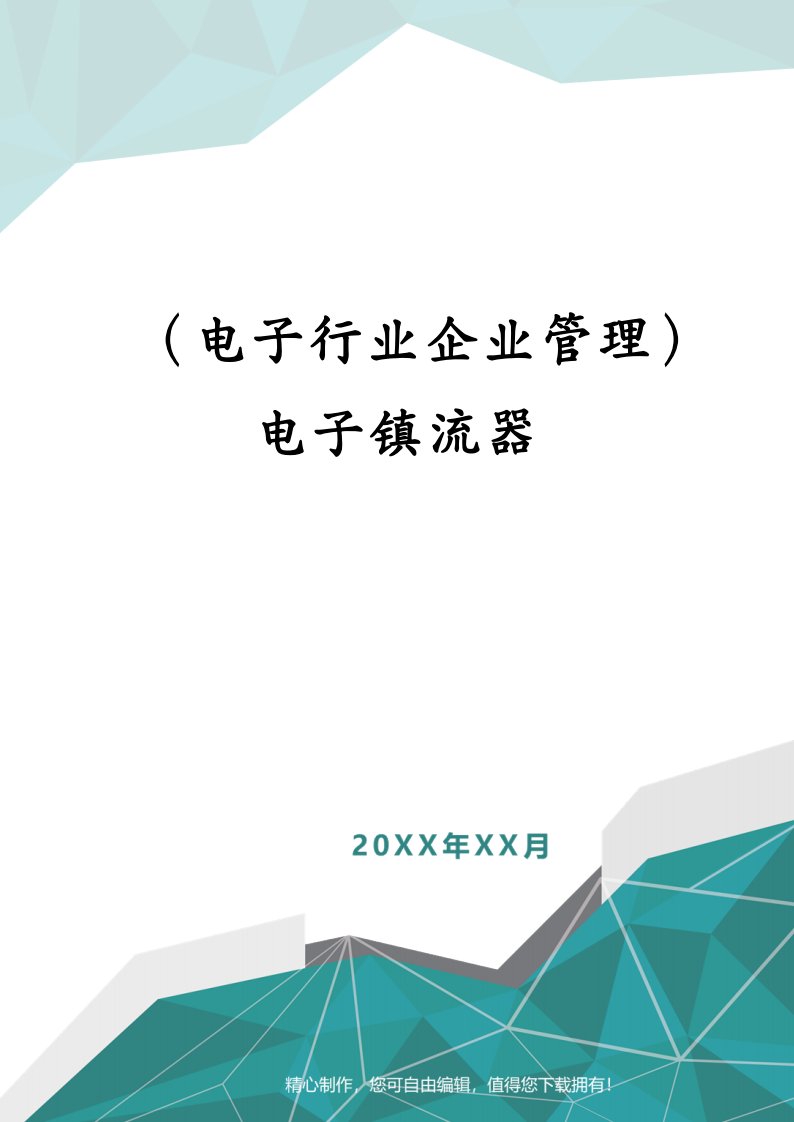 （电子行业企业管理）电子镇流器