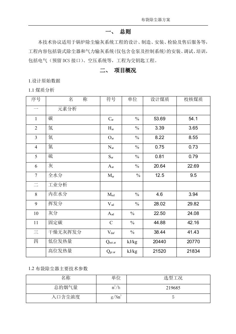 布袋除尘器方案