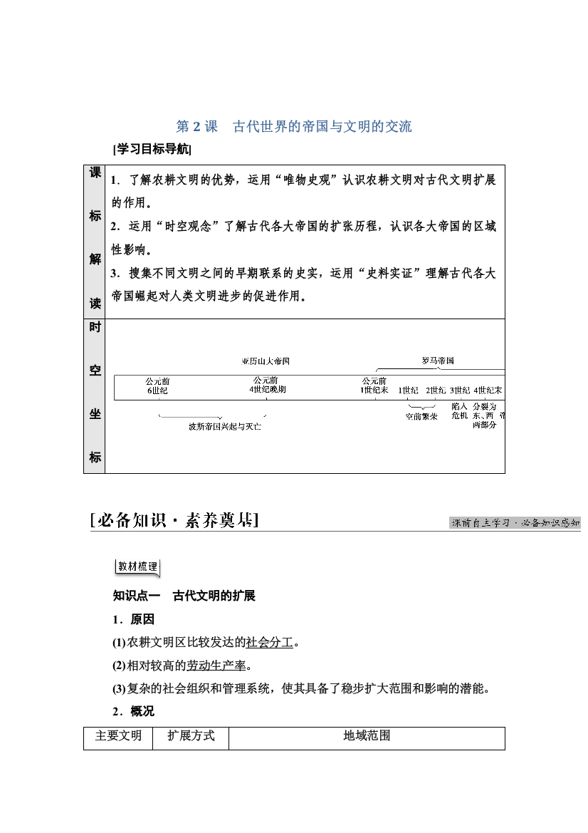 2021-2022同步新教材历史部编版中外历史纲要下学案：第1单元