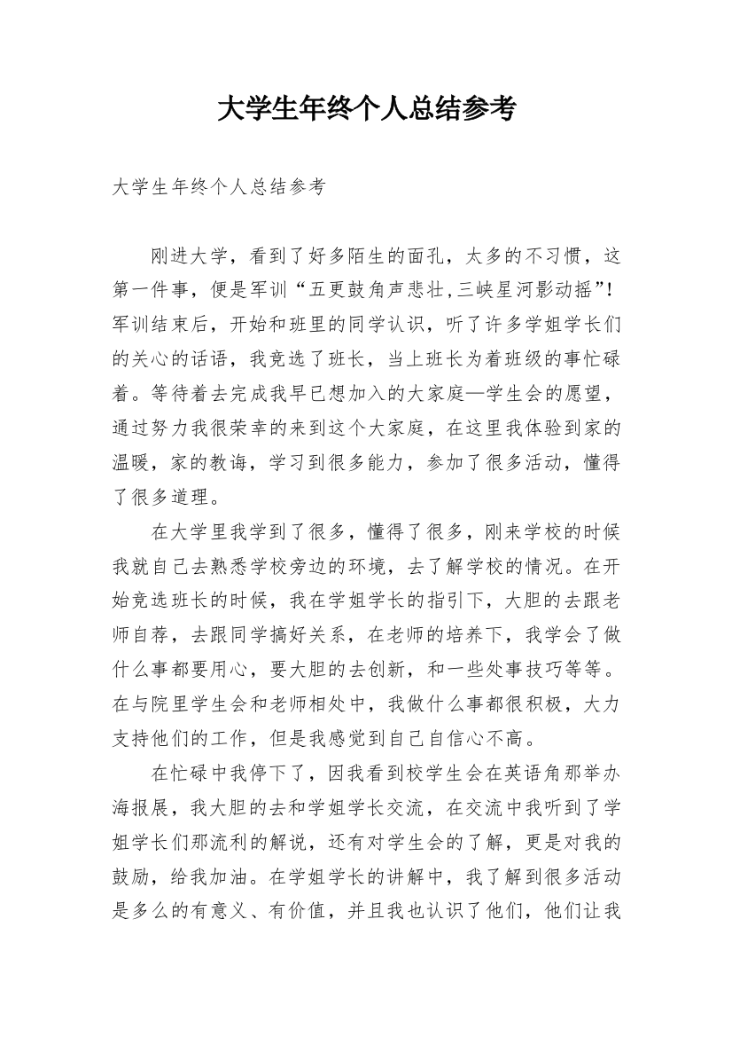 大学生年终个人总结参考