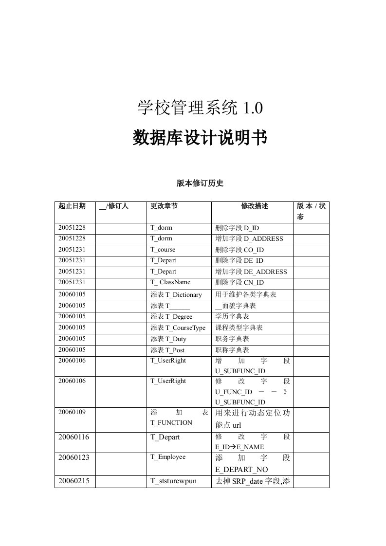 学校管理系统数据库设计说明书