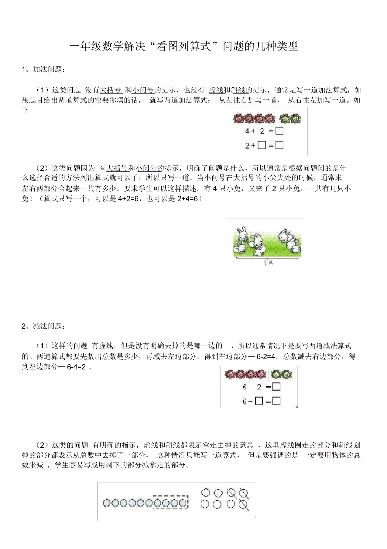 苏教版数学一年级上册看图列式练习卷