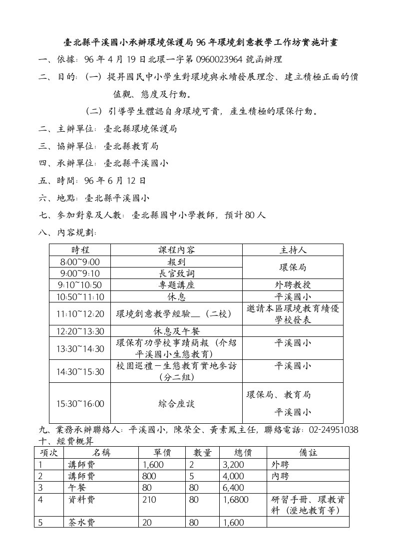 台北县平溪国小承办环境保护局96年环境创意教学工作坊