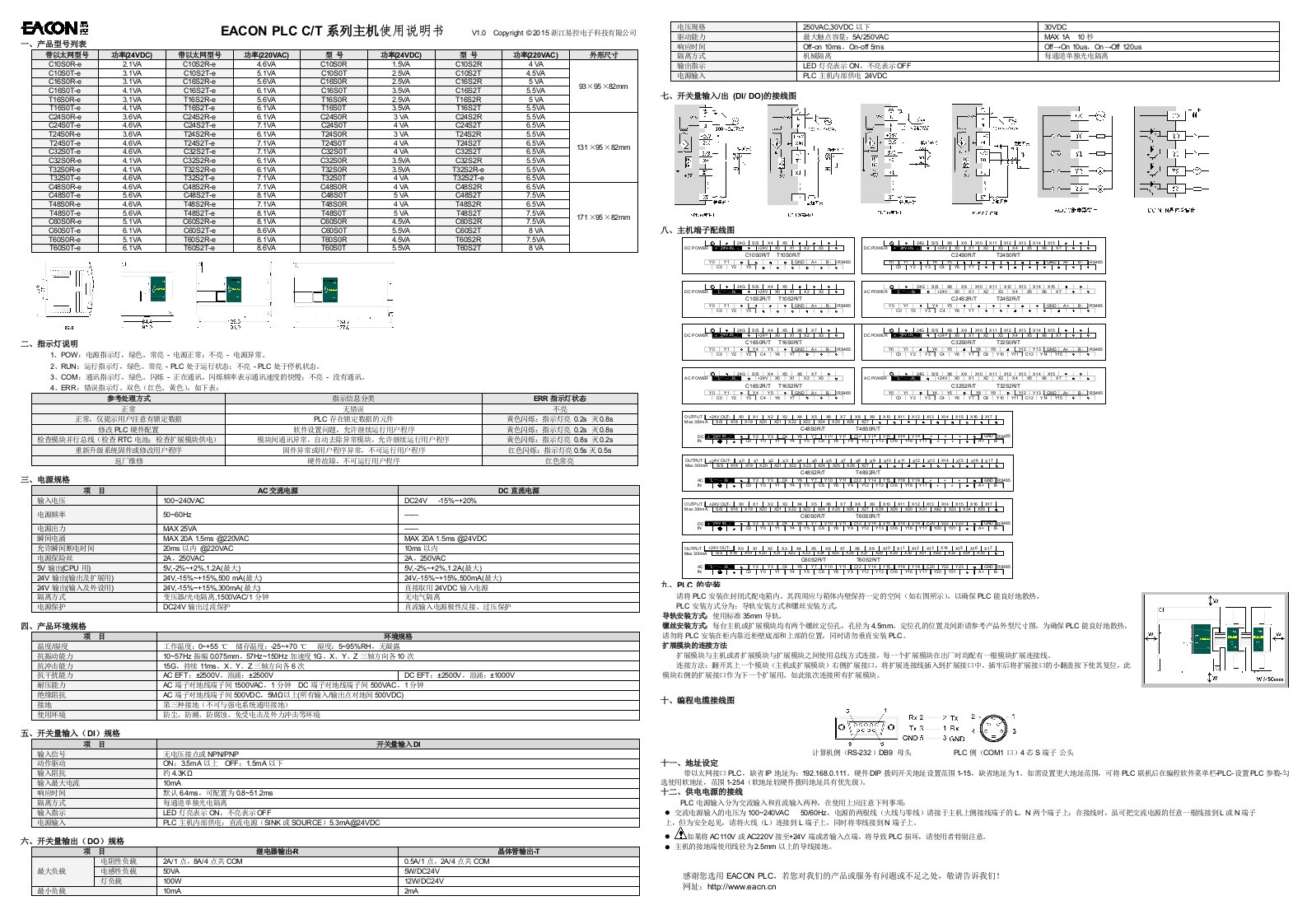 T系列主机使用说明书V1.0Copyright2015