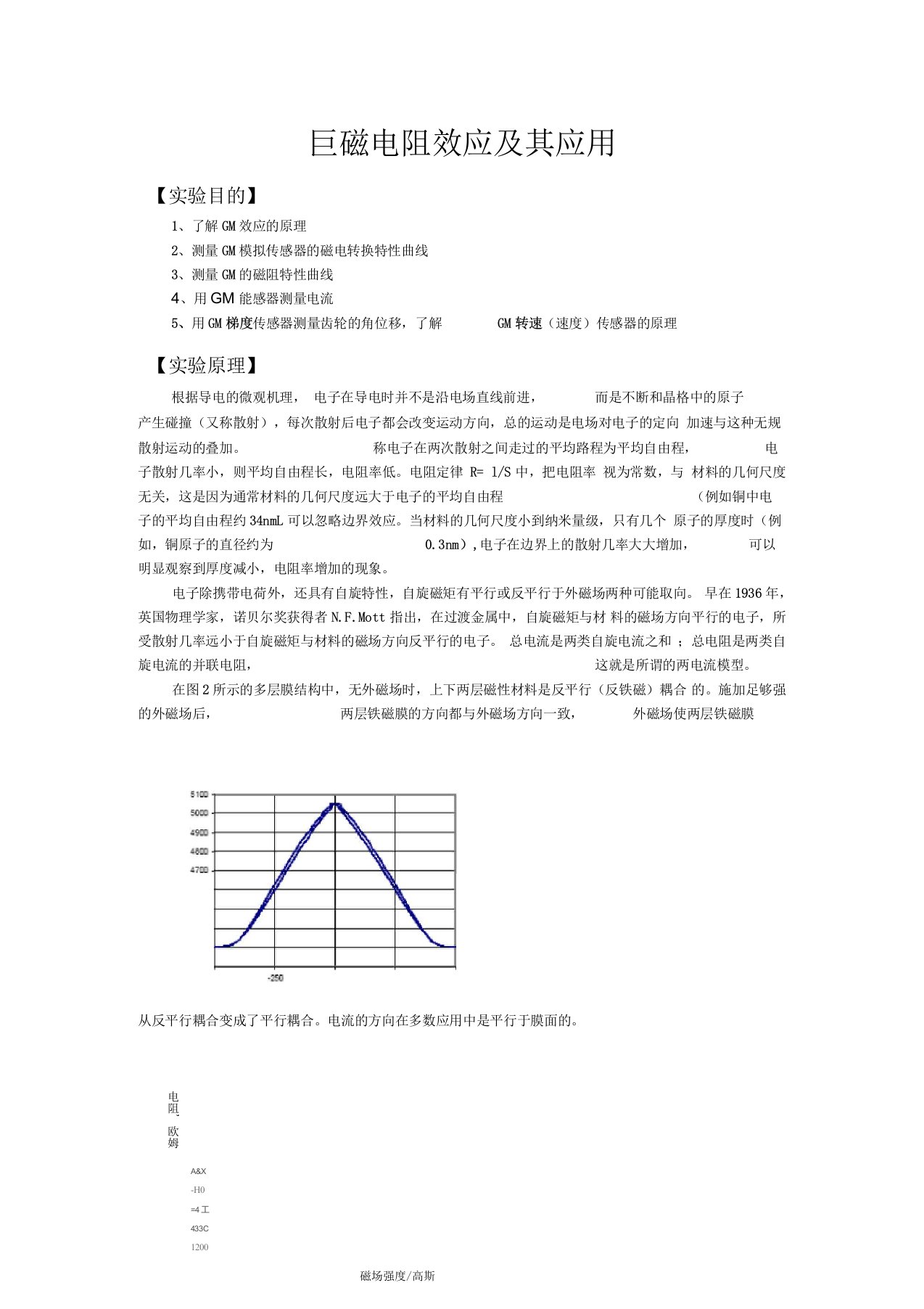 巨磁电阻效应及其应用实验报告