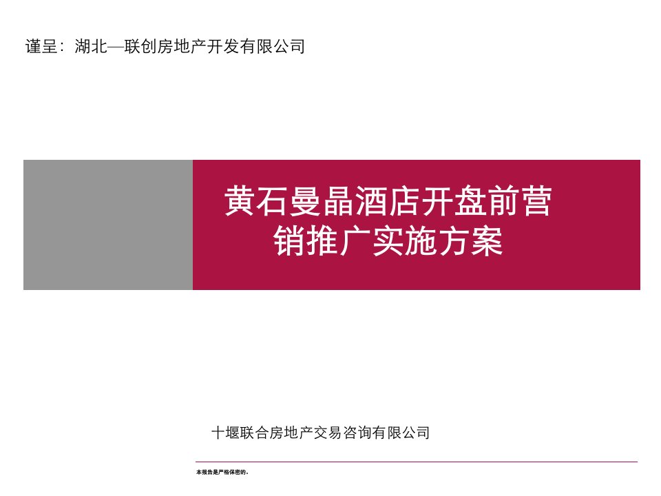 房地产营销推广-黄石曼晶酒店营销推广方案