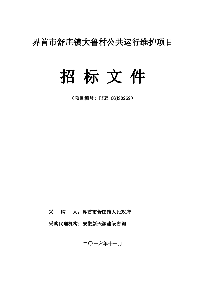 村公共运行维护项目招标文件模板