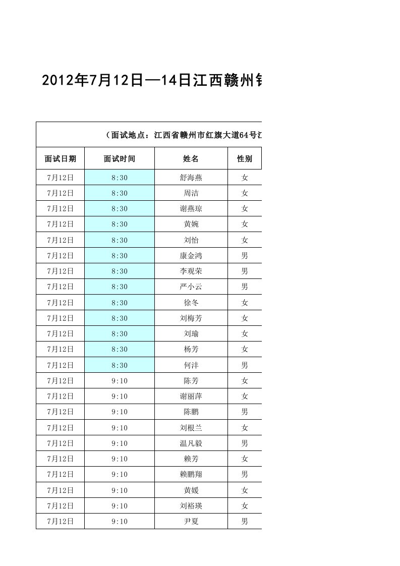 应聘人员面试安排表(1)