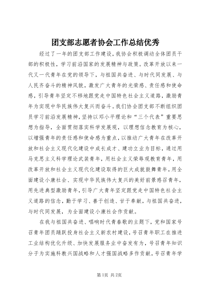 团支部志愿者协会工作总结优秀