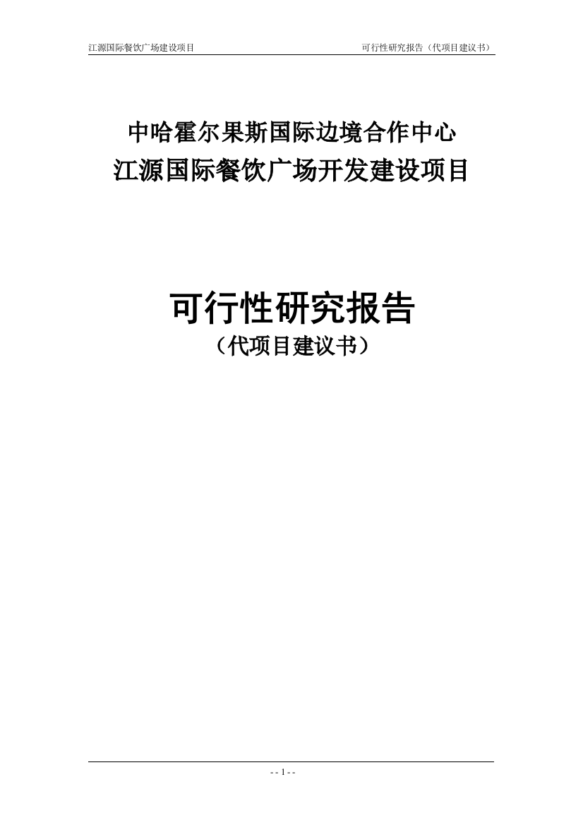 国际餐饮广场开发建设项目可行性策划书