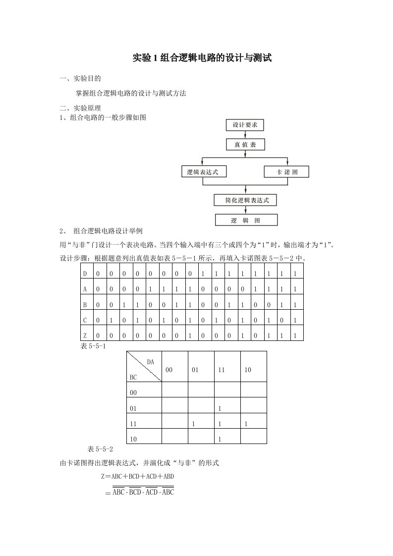 实验1组合逻辑电路的设计与测试