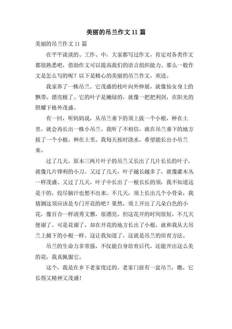 美丽的吊兰作文11篇