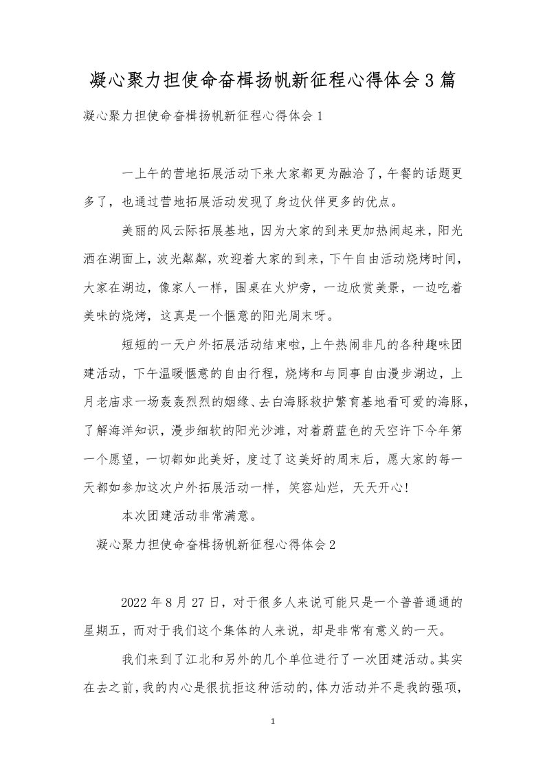 凝心聚力担使命奋楫扬帆新征程心得体会3篇