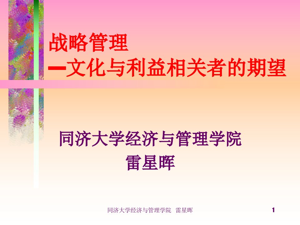 第四章文化与利益相关者的期望(战略管理-同济大学,雷