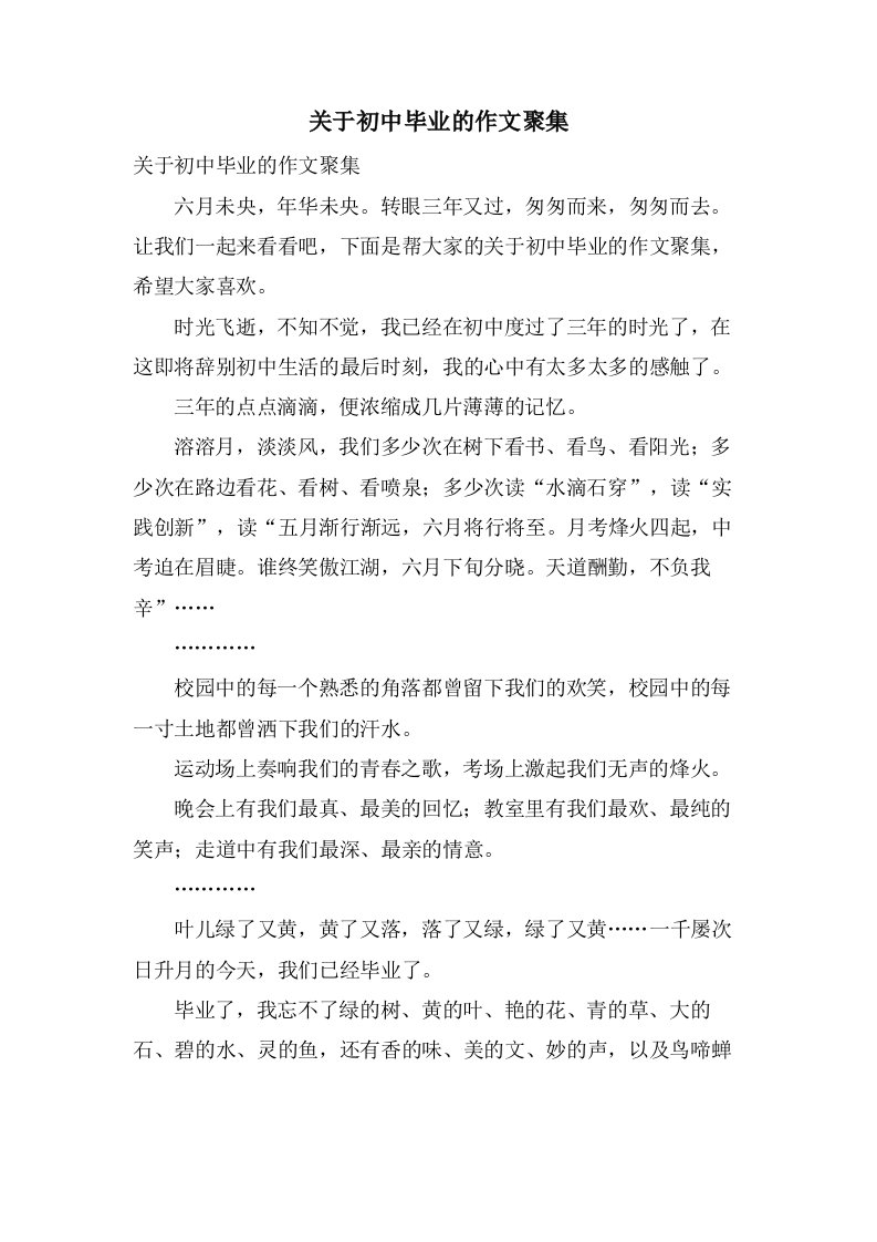 关于初中毕业的作文汇集