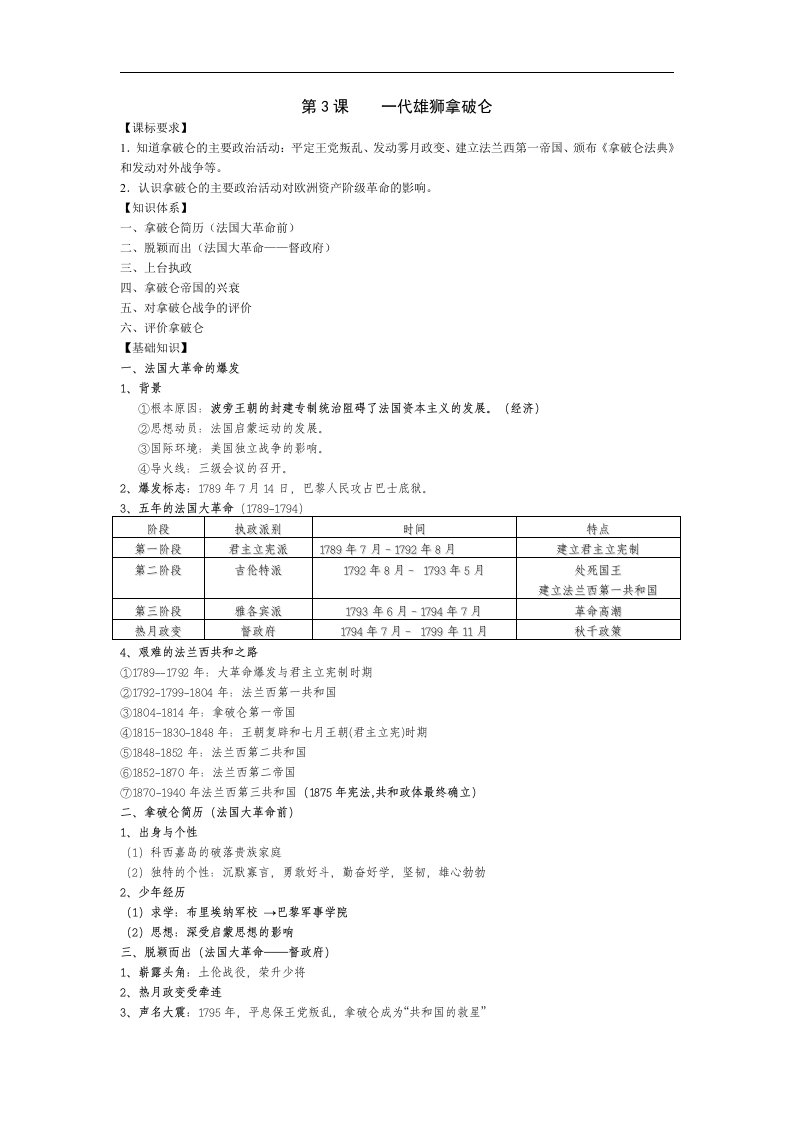 人教版历史选修4《一代雄狮拿破仑》1