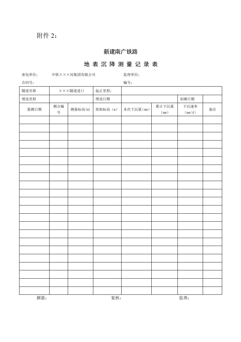 隧道监控量测记录表