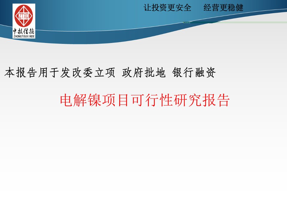 电解镍项目可行性研究报告