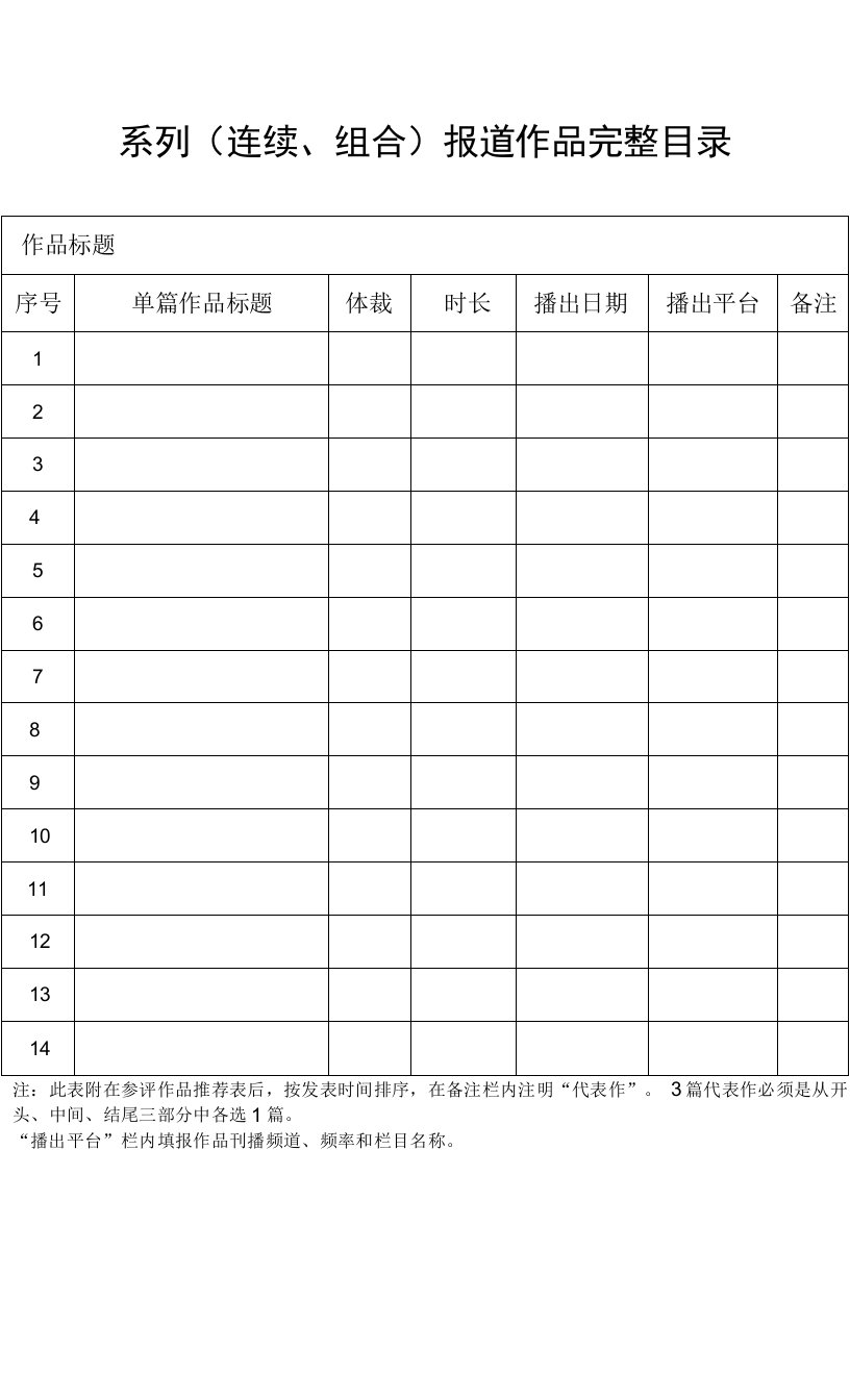 系列连续、组合报道作品完整目录