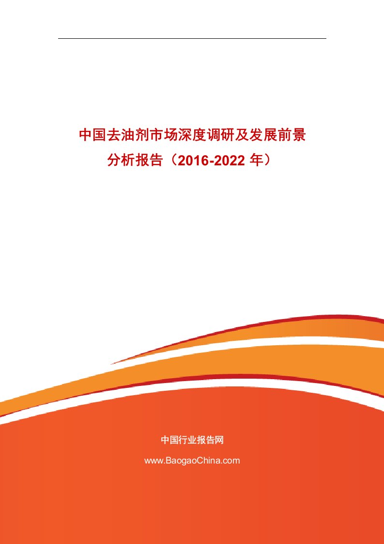 《中国去油剂市场深度调研及发展前景分析报告（2019-2022年）》