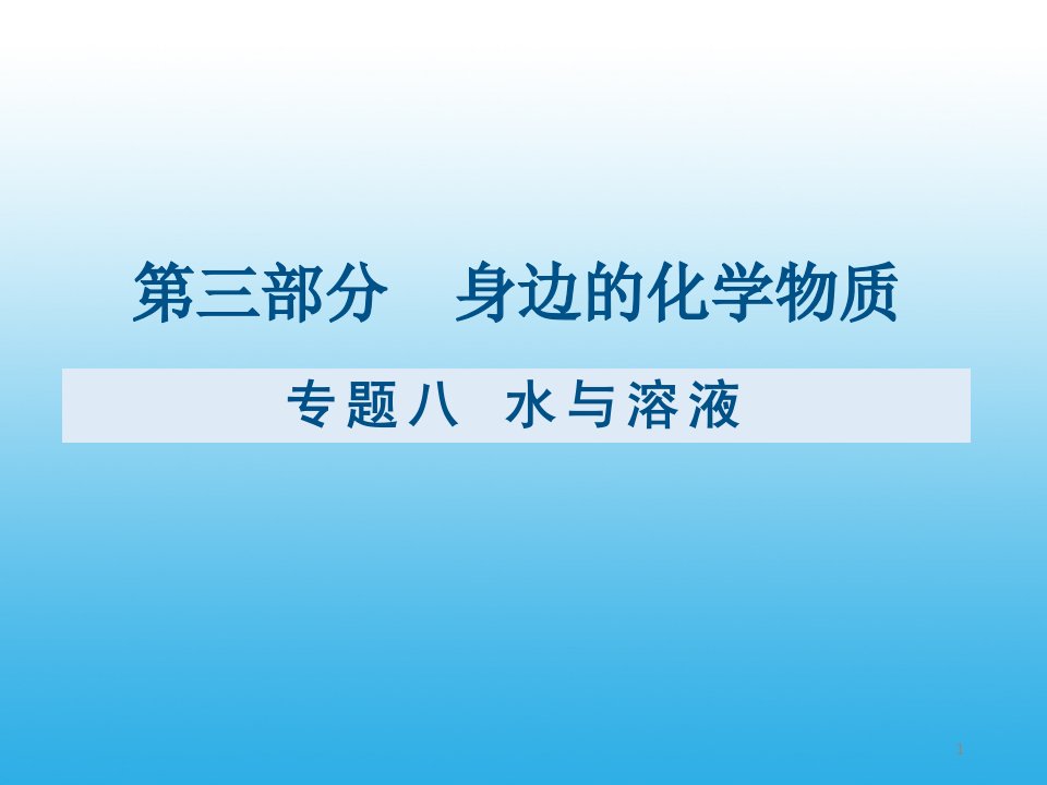 九年级化学复习专题八：水与溶液课件