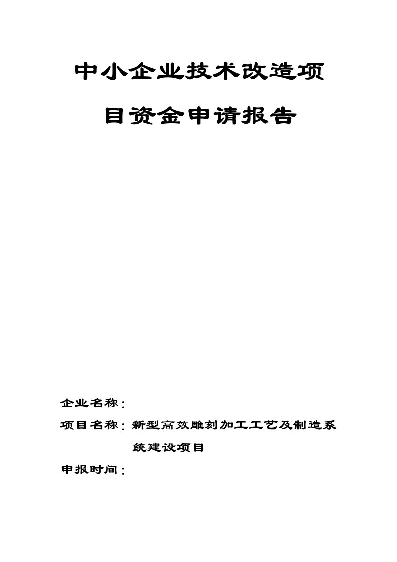 中小企业技术改造项目资金申请报告