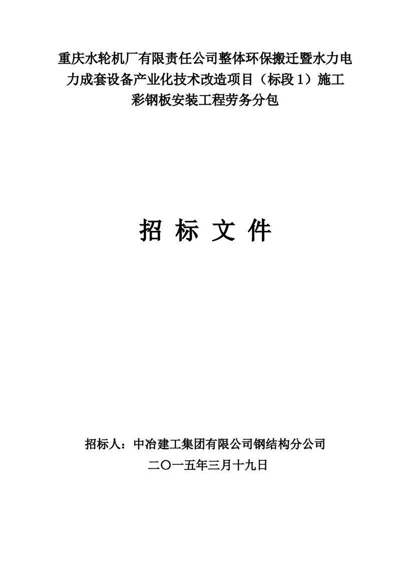 电力行业-重庆水轮机厂有限责任公司整体环保搬迁暨水力电力成