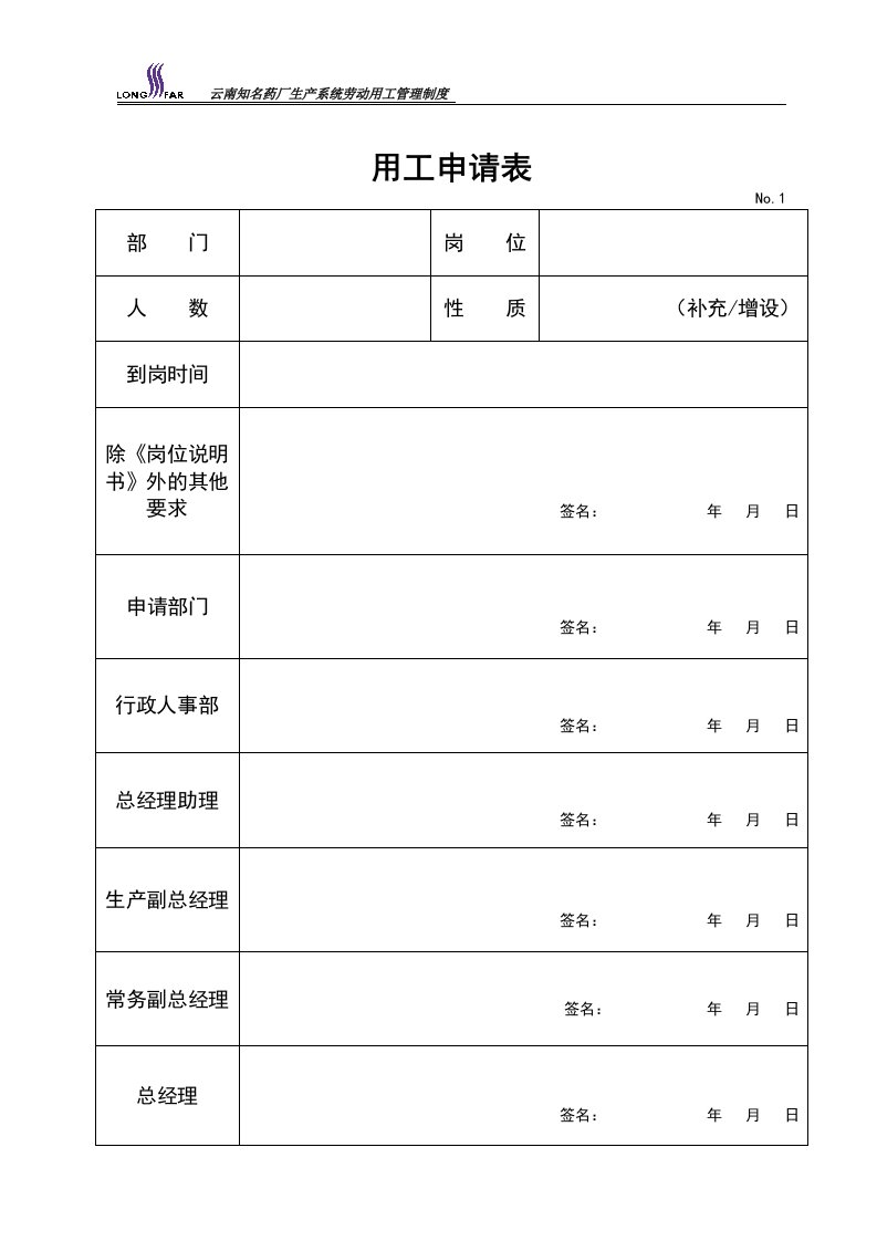 生产型企业劳动用工管理制度无带薪休假表格