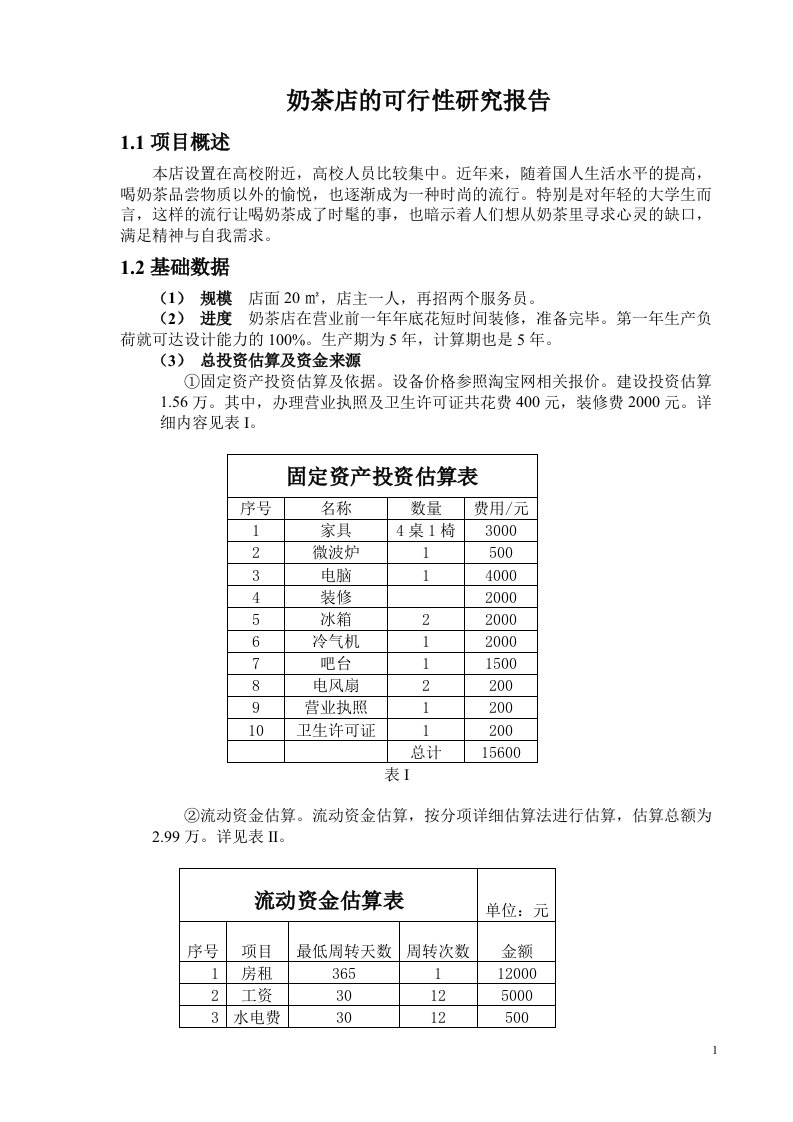 学校奶茶店的可行性研究报告