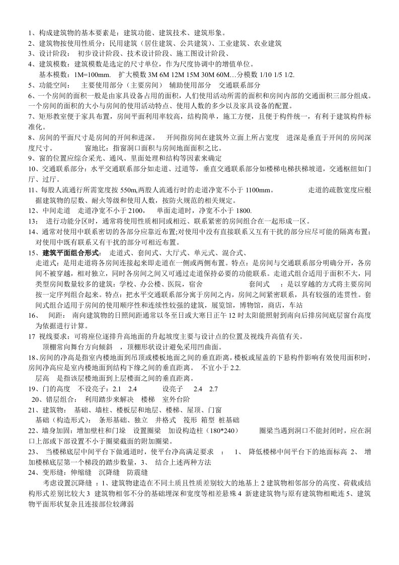 山东建筑大学房屋建筑学复习要点期末试卷模拟试题及答案