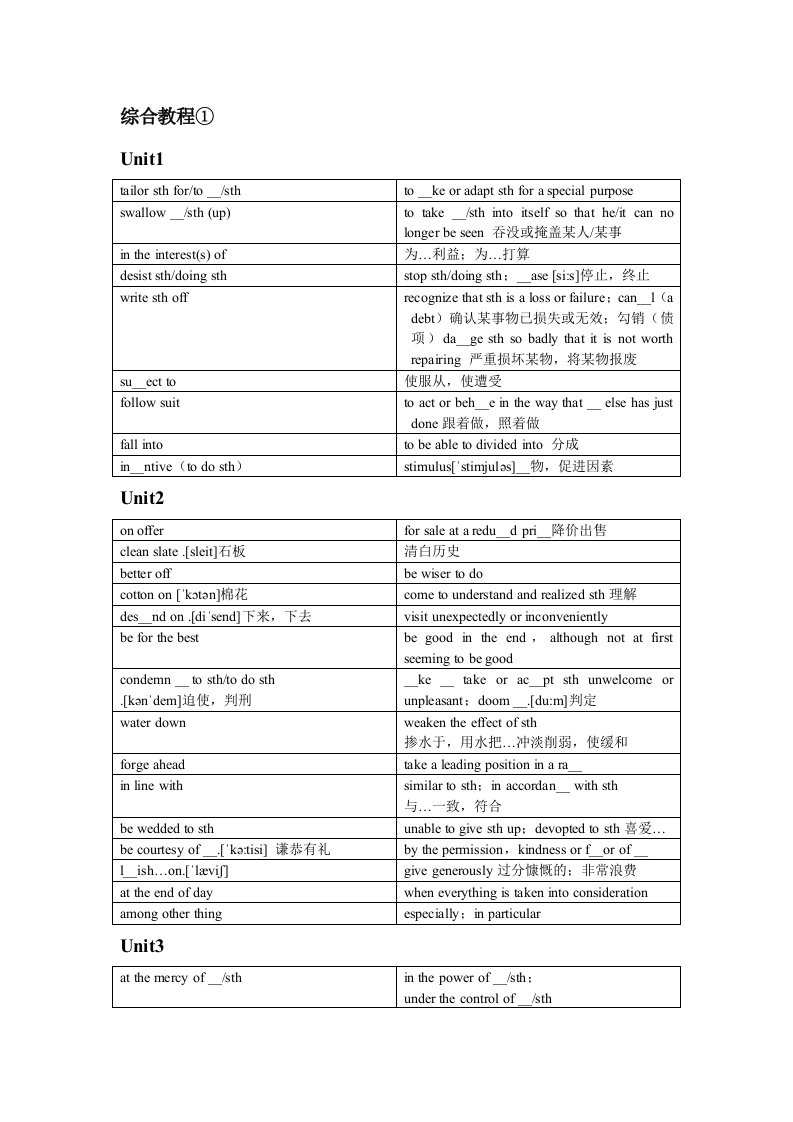 学位英语-词组汇编