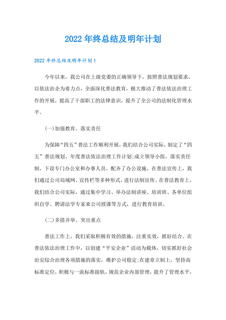 终总结及明年计划