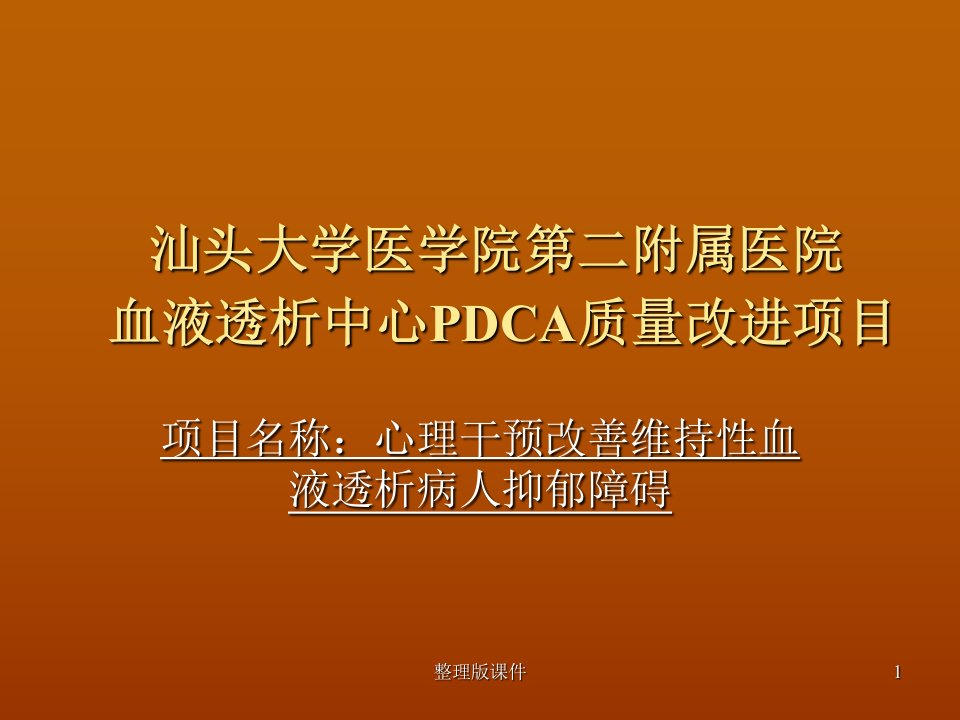 血透中心PDCA质量改进项目记录表ppt课件