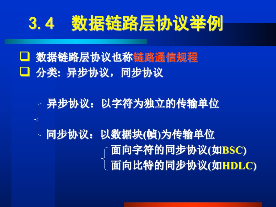 数据链路层协议也称链路通信规程分类异步协议,同步协议