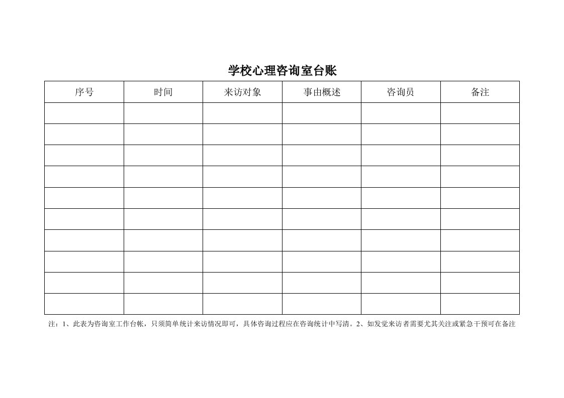 学校心理咨询室台账样本