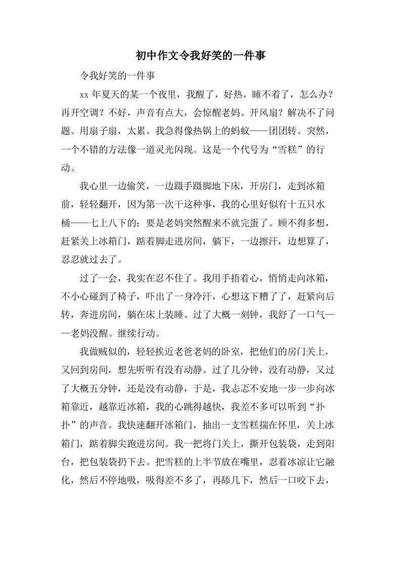 初中作文令我好笑的一件事