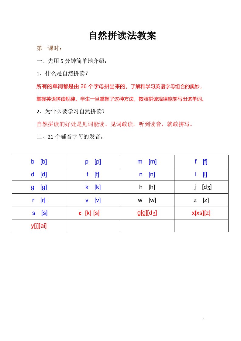 自然拼读法实用教案