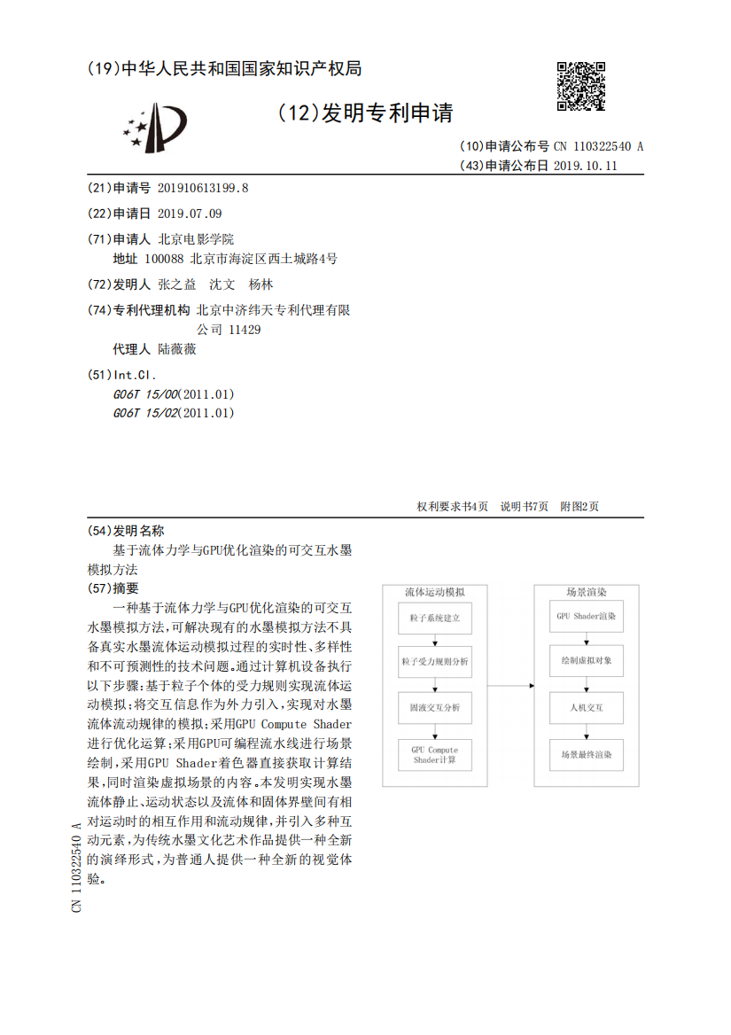 基于流体力学与GPU优化渲染的可交互水墨模拟方法