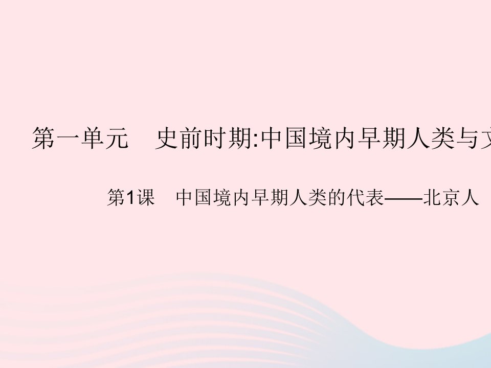 2023七年级历史上册第一单元史前时期：中国境内早期人类与文明的起源第1课中国境内早期人类的代表__北京人作业课件新人教版