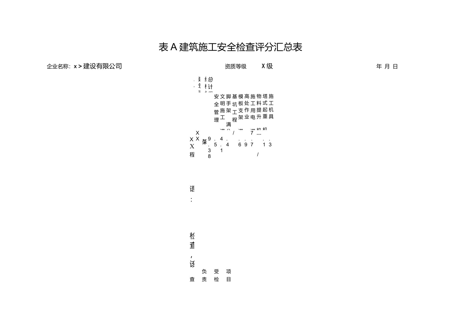 建筑施工安全检查标准JGJ59-2011(表格自动计算)