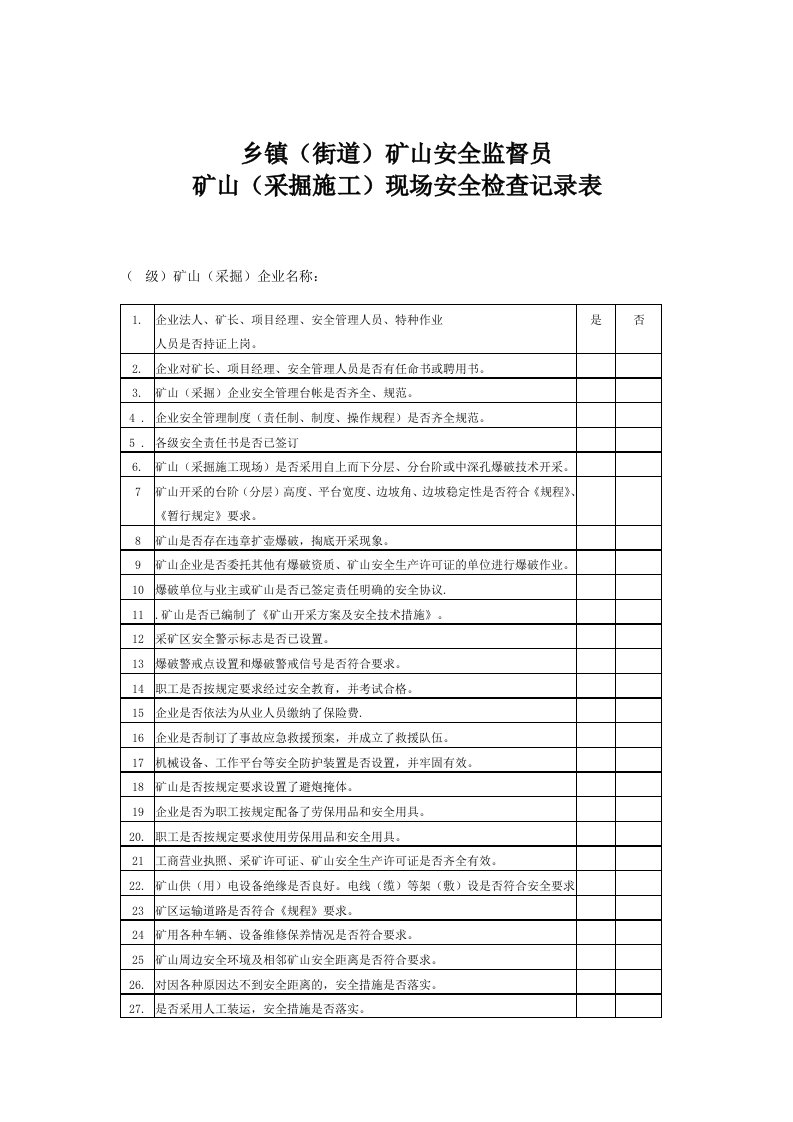 冶金行业-乡镇街道矿山安全监督员